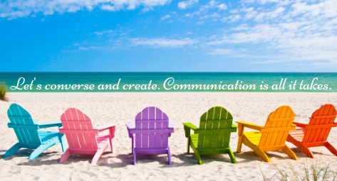 Writing Waves' Contact feature image with call to action that says, "Let's converse & create. Communication is all it takes."